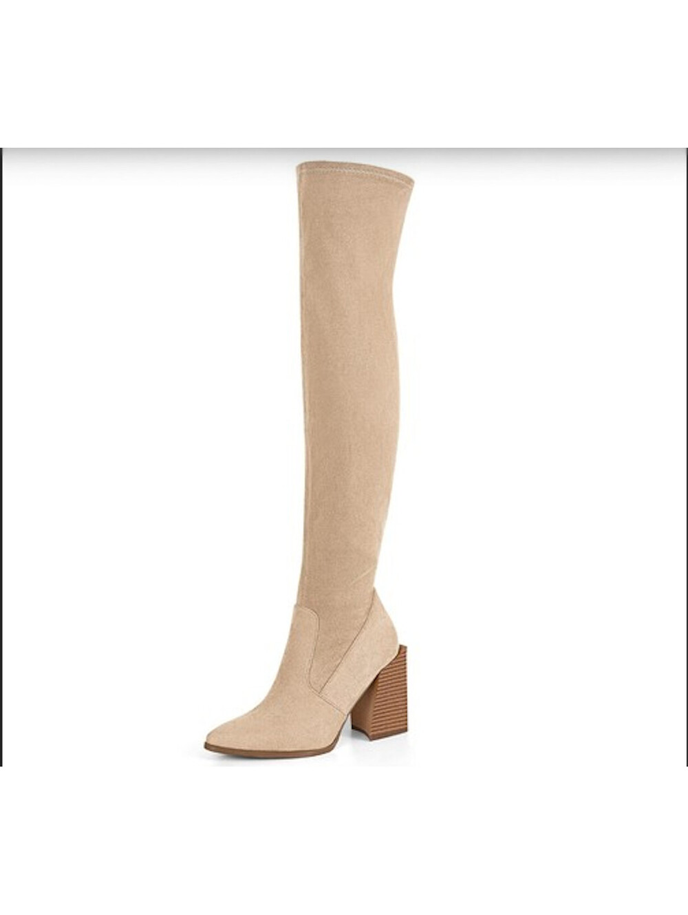 Women's Over The Knee Block Chunky Heel Thigh High Suede Boots Size 9